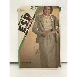 Simplicity 6536 ESP Extra Sure Pattern Misses Unlined Jacket Slim Skirt Sewing